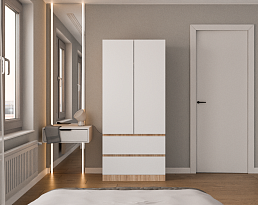 Изображение товара Распашной шкаф Мальм 313 oak white ИКЕА (IKEA) на сайте adeta.ru